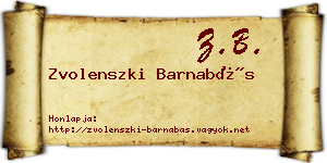 Zvolenszki Barnabás névjegykártya